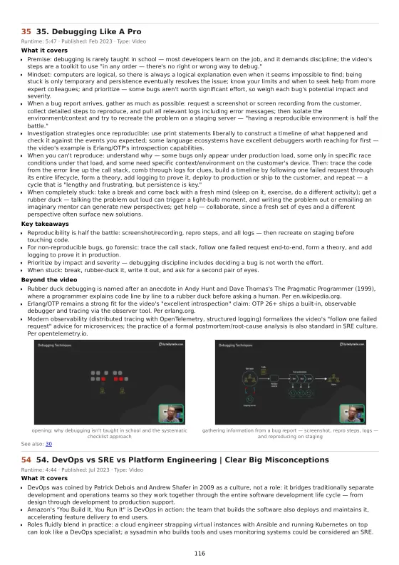Page 116 of ByteByteGo — The Complete Channel Summary: Entry 35 — Debugging like a pro