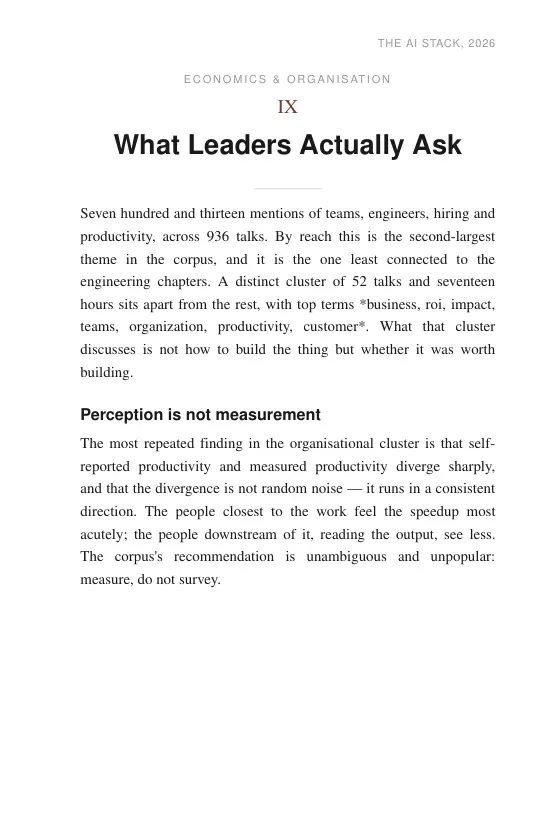 Page 61 of The AI Stack 2026: Ch. IX — What Leaders Actually Ask