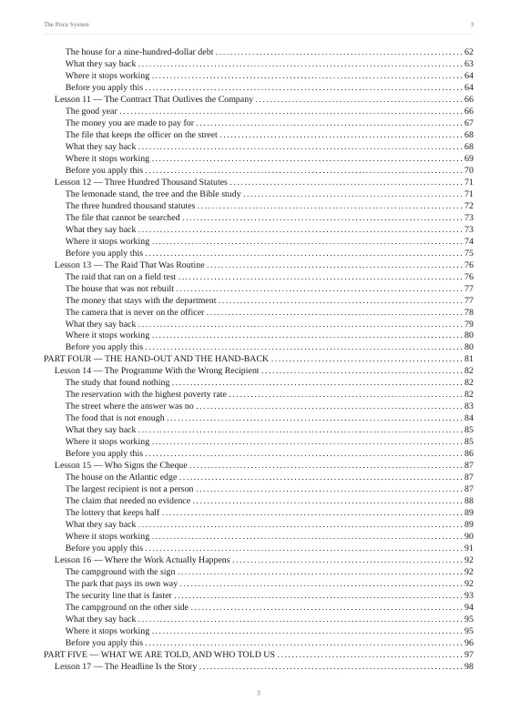 Page 3 of The Price System: Contents