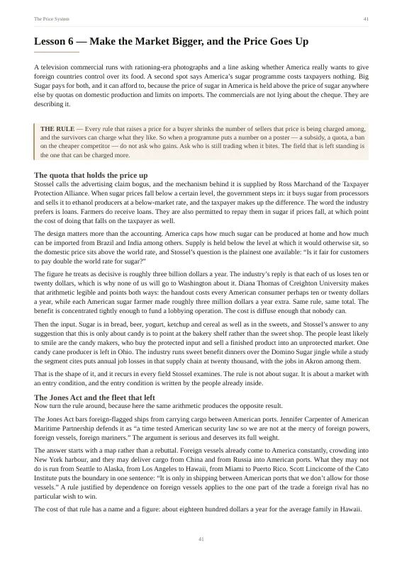 Page 41 of The Price System: Lesson 6 — Make the Market Bigger, and the Price Goes Up
