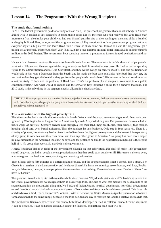 Page 82 of The Price System: Lesson 14 — The Programme With the Wrong Recipient